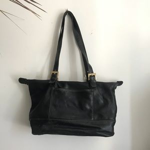 Black Tignanello Genuine Leather Tote Bag